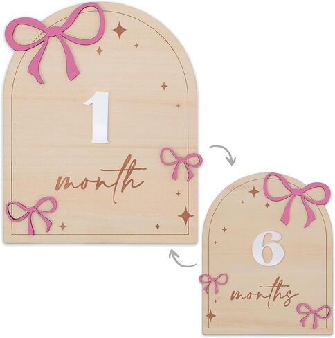 Teddy Bear Baby Monthly Milestone, Wooden Baby Milestone Signs, Monthly Milestone Wood Discs, Baby Milestone Discs, Baby Photo Props Cards Interchangeable Number Set of 12 for Baby Growth Recording in Kuwait