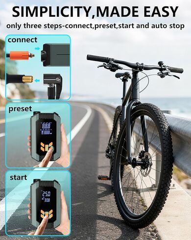 ضاغط هواء محمول منفاخ الإطارات، مقياس ضغط الإطارات الرقمي، مضخة دراجة 12 فولت 150 رطل لكل بوصة مربعة، ضوء LED للطوارئ لمضخة الهواء لإطارات السيارات، مضخة كروية لاسلكية عالية السرعة منخفضة الضوضاء. in Kuwait