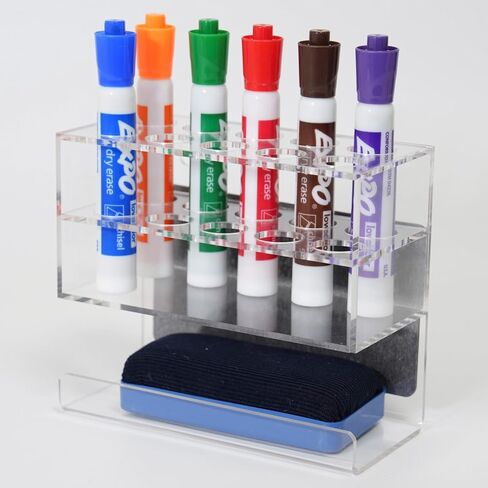 Magnetic Marker Holder 10 Slots with Dry Eraser Holder, Strong Magnetic Design for Whiteboard and Fridge (Clear) in Saudi Arabia