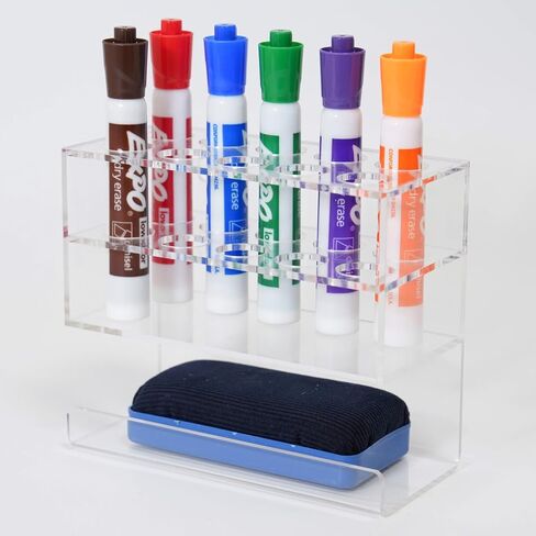 Magnetic Marker Holder 10 Slots with Dry Eraser Holder, Strong Magnetic Design for Whiteboard and Fridge (Clear) in Saudi Arabia