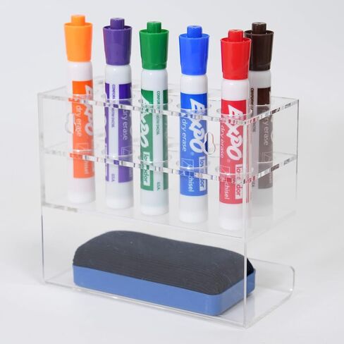 Magnetic Marker Holder 10 Slots with Dry Eraser Holder, Strong Magnetic Design for Whiteboard and Fridge (Clear) in Saudi Arabia