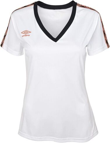تي شيرت نسائي من Umbro برقبة على شكل حرف V عميق للجري بالألماس، أبيض/أسود مقاس XL in Saudi Arabia