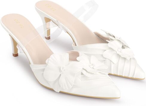 Perphy Flower Pointed Toe Slip on Heel Pumps Slides Mules for Women in Saudi Arabia