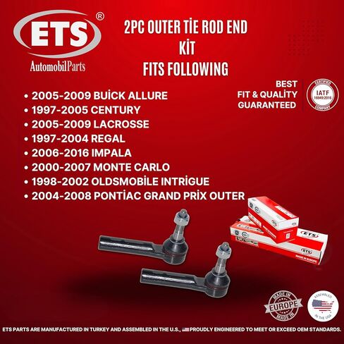 ETS 2 قطعة نهاية قضيب التعادل الخارجي ES3459 يناسب 05-09 بويك ألور / 97-05 القرن / 05-09 لاكروس / 97-04 ريجال / 06-16 شيفروليه إمبالا in Saudi Arabia