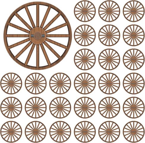 Honoson 50 Pcs Wagon Wheel Decor Wagon Wheel Cutouts Bulk Wooden Western Cowboy Party Decorations for Western Themed Bar Garage Indoor Outdoor Parties Receptions Birthdays, 8 Inch in Saudi Arabia