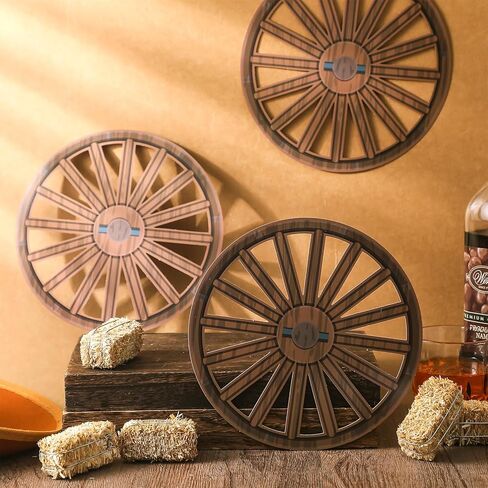 Honoson 50 Pcs Wagon Wheel Decor Wagon Wheel Cutouts Bulk Wooden Western Cowboy Party Decorations for Western Themed Bar Garage Indoor Outdoor Parties Receptions Birthdays, 8 Inch in Saudi Arabia
