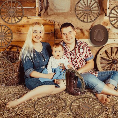 Honoson 50 Pcs Wagon Wheel Decor Wagon Wheel Cutouts Bulk Wooden Western Cowboy Party Decorations for Western Themed Bar Garage Indoor Outdoor Parties Receptions Birthdays, 8 Inch in Saudi Arabia