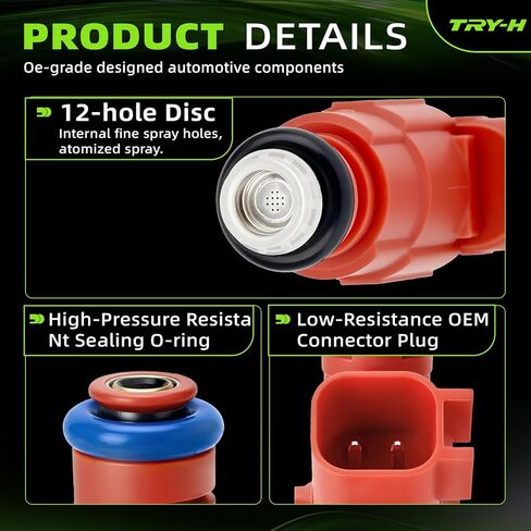 0280156161 Fuel Injectors 12 Holes Replacement Fits for JEEP GRAND CHEROKEE WRANGLER Liberty TJ 2000-2003 Dodge Dakota Ram 1500 Van Ford Mustang Focus 6Pcs Replace# 63844 280156161 822-11170 in Kuwait