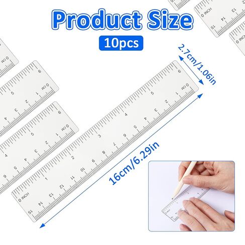 Generic 10 Pack Clear 6 Inch Plastic Ruler, Double-Sided, Transparent, Sturdy, Ideal for Artists, Designers, Students in Saudi Arabia