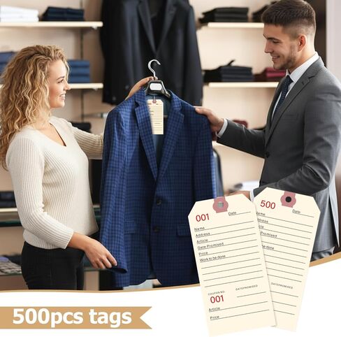 500 PCS Manila Repair Tags with Nylon Strings,1-500，Heavy-Duty Numbered Service Tags Bulk 5.25 x 2.63 Inch for Repair Shops, Jewelry, Garment, and Retail Use in Saudi Arabia