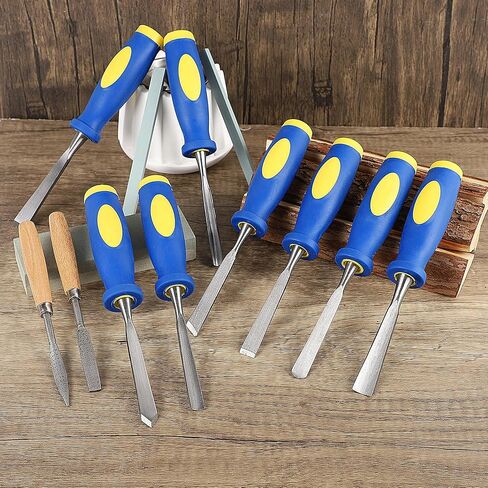 Lulu Home Wood Carving Tools, 16PCS Professional Carving Knife Tool Set for Woodworking Premium Wood Handle with Chisel Gouge Whetstones in Kuwait