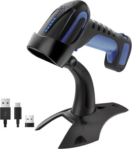 Tera Barcode Scanner Wireless 2D QR with Stand: Pro Version Battery Level Indicator 2500mAh Industrial Grade Bar Code Reader 3-in-1 Works with Bluetooth 2.4G USB Wired 8100 Dark Blue in Saudi Arabia