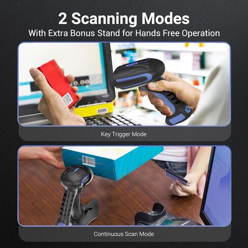 Tera Barcode Scanner Wireless 2D QR with Stand: Pro Version Battery Level Indicator 2500mAh Industrial Grade Bar Code Reader 3-in-1 Works with Bluetooth 2.4G USB Wired 8100 Dark Blue in Saudi Arabia