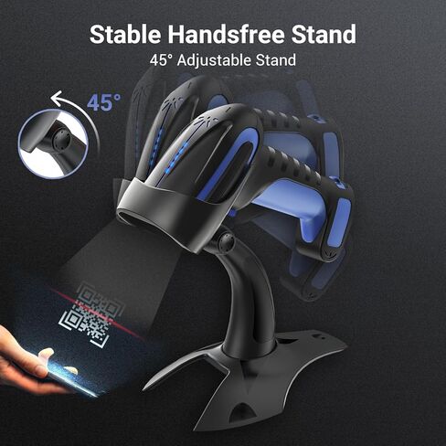 Tera Barcode Scanner Wireless 2D QR with Stand: Pro Version Battery Level Indicator 2500mAh Industrial Grade Bar Code Reader 3-in-1 Works with Bluetooth 2.4G USB Wired 8100 Dark Blue in Saudi Arabia