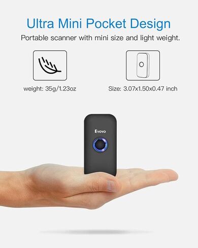 Eyoyo 1D Mini Bluetooth Barcode Scanner with Case, 3-in-1 2.4G Wireless & Bluetooth & USB Wired Barcode Scanner Portable Barcode Scanning Work with iOS, Windows, Android, Tablets or Computers(Black) in Saudi Arabia