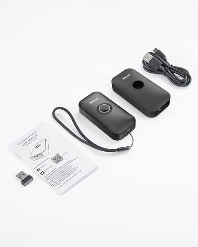 Eyoyo 1D Mini Bluetooth Barcode Scanner with Case, 3-in-1 2.4G Wireless & Bluetooth & USB Wired Barcode Scanner Portable Barcode Scanning Work with iOS, Windows, Android, Tablets or Computers(Black) in Saudi Arabia