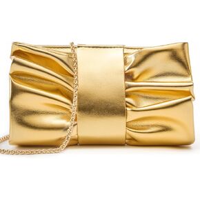 محفظة جورينا بوكنوت ذات طيات من البولي يوريثان للنساء رسمية - حقيبة سهرة مع سلسلة قابلة للفصل لحفلات الزفاف والحفلات الراقصة in Kuwait