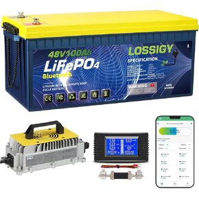 مجموعة تحويل بطارية عربة الجولف LOSSIGY 48 فولت، بطارية LiFePO4 لعربة الجولف 48 فولت 150 أمبير مع شاحن ليثيوم 18 أمبير وشاشة LCD، مثالية للنظام الشمسي RV، مدمج في نظام بلوتوث BMS بقدرة 200 أمبير، تيار الذروة 1000 أمبير (3-5 ثوانٍ) in Kuwait