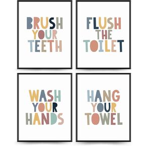 Wheatwin Kids Bathroom Decor, Goose Nursery Animal Poster Prints, Bathroom Wall Decorations for Kids Toddler Boys Girls Toilet Washroom Farmhouse, 8x10 Unframed 4Pcs - Sage Green in Saudi Arabia