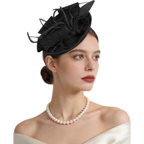 قبعات النساء الرائعة لحفلات الشاي وعصابة رأس ومشبك الشعر وقبعة من الريش لحفلات الزفاف وحفلات الكوكتيل باللون الأسود in Kuwait