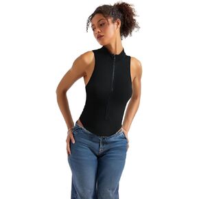 Yoga Bodysuit Women Zip Up Fitness Bodysuit Zippered Workout One-Piece Athletic Wear for Women in Kuwait