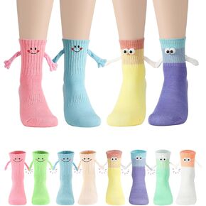 8 Pairs Magnetic Holding Hands Socks, Funny Crazy Couple Matching Socks Birthday Anniversaries Gifts for Men Women Friends in Kuwait