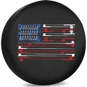 غطاء إطار احتياطي لقضبان الصيد بعلم أمريكي أغطية إطارات RV مقاومة للطقس والغبار عالمية لمقطورة سيارات الدفع الرباعي ومخيم السفر 12 بوصة 13 بوصة 14 بوصة 15 بوصة 16 بوصة 17 بوصة in Kuwait