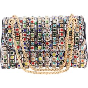 هدايا عيد الأم محفظة مسائية من حجر الراين - حقائب كتف وحقائب كروس وحقائب يد وحقائب يد وحقائب مسائية من حجر الراين للنساء مع سلسلة، وحقائب للحفلات، مثالية لحفلات الزفاف والحفلات والحفلات الراقصة in Kuwait