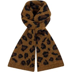 Vintage Leopard Print Scarf Winter Warm Knit Cheetah Scarves for Daily Outfit in Kuwait