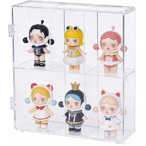 حافظة عرض من الأكريليك الشفاف مكونة من 6 أقسام مع باب يُغلق بالإطباق - واجهة عرض منظم لسطح المكتب لشخصيات ودمى قابلة للتجميع مقاس 4 بوصات - مقاومة للغبار، الحجم: 7.87 × 7.48 × 2.36 بوصة in Kuwait