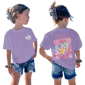 Girls Christian Flower Graphic Tees Cute Aesthetic Floral Shirts Kids Positive T Shirts Inspirational Preppy Tops in Kuwait