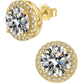 Moissanite Earrings Diamond Stud Earrings for Women Hypoallergenic Flat Back 18k Gold Plated S925 Sterling Silver Earrings for Men D Color VVS Clarity Lab-Grown Diamond in Kuwait