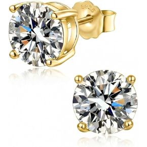 Moissanite Earrings Diamond Stud Earrings for Women Hypoallergenic Flat Back 18k Gold Plated S925 Sterling Silver Earrings for Men D Color VVS Clarity Lab-Grown Diamond in Saudi Arabia