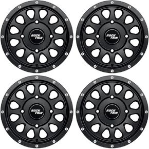 RockTrix RT111 15in Wheels 15x7, 4x156 Bolt Pattern, 4+3 offset, ATV UTV SxS Rims, Compatible with Polaris Sportsman RZR Ranger Ranger Crew, 4/156 Matte Black, Set of 4 in Kuwait