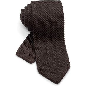 Men's Pointed Knit Tie Necktie Width 2.75 inches Washable Solid Color Dark Brown in Kuwait