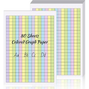 80 Sheets Colored Graph Paper Pad 11.69"x8.26" Math Notebook Grid 1/2 Inch Squares Large Quad Ruled Grid A4 Pastel Squares Graphing Paper for Handwriting Planning Dyslexia People in Kuwait