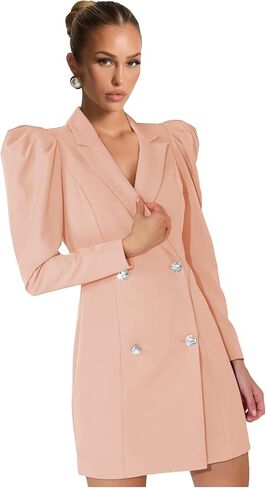 Blazer Dress for Women Long Puff Sleeve Skirt Suit Double Breasted Bodycon Jacket Dresses Sexy Prom Outfit in Saudi Arabia
