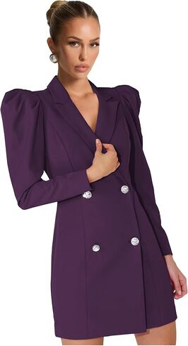 Blazer Dress for Women Long Puff Sleeve Skirt Suit Double Breasted Bodycon Jacket Dresses Sexy Prom Outfit in Saudi Arabia