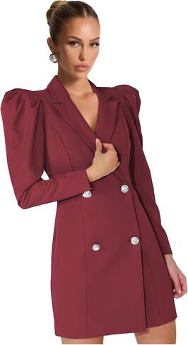 Blazer Dress for Women Long Puff Sleeve Skirt Suit Double Breasted Bodycon Jacket Dresses Sexy Prom Outfit in Saudi Arabia