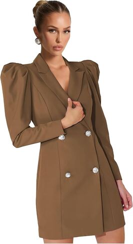 Blazer Dress for Women Long Puff Sleeve Skirt Suit Double Breasted Bodycon Jacket Dresses Sexy Prom Outfit in Saudi Arabia