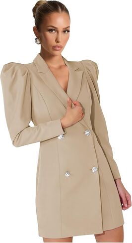 Blazer Dress for Women Long Puff Sleeve Skirt Suit Double Breasted Bodycon Jacket Dresses Sexy Prom Outfit in Saudi Arabia