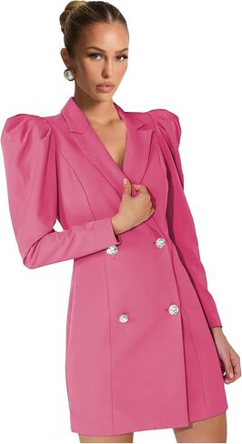 Blazer Dress for Women Long Puff Sleeve Skirt Suit Double Breasted Bodycon Jacket Dresses Sexy Prom Outfit in Saudi Arabia