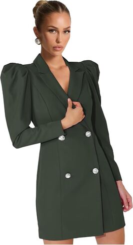 Blazer Dress for Women Long Puff Sleeve Skirt Suit Double Breasted Bodycon Jacket Dresses Sexy Prom Outfit in Saudi Arabia