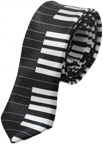 Retro 1980's Throwback Piano Keys Skinny Tie, Black, One Size 2 Inches in Saudi Arabia