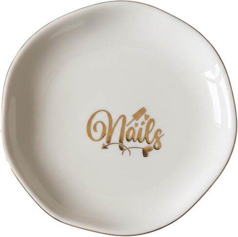 InnoBeta Nail Tech Gifts for Women on Birthday, Christmas - 4.75" Handcrafted Ceramic Ring Dish with Gold Trim, Decorative Trinket Dish for Rings Earrings in Saudi Arabia