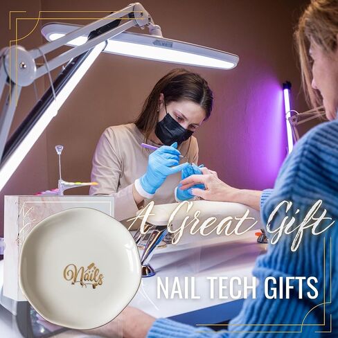 InnoBeta Nail Tech Gifts for Women on Birthday, Christmas - 4.75" Handcrafted Ceramic Ring Dish with Gold Trim, Decorative Trinket Dish for Rings Earrings in Saudi Arabia