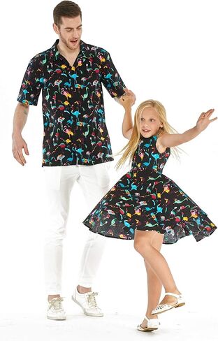 Matching Father Daughter Hawaiian Luau Dance Shirt Vintage Dress Various Patterns in Saudi Arabia