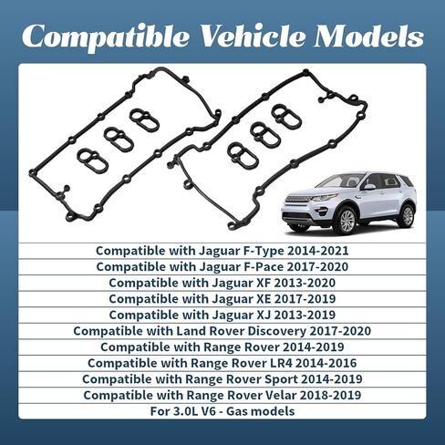 مجموعة حشية غطاء صمام المحرك AJ813023 بديلة لسيارة Land Rover Discovery Velar LR4 Sport 3.0L V6 لسيارة Jaguar F-Type F-Pace XF XE XJ 3.0L، استبدل C2D3527 LR041869 LR011220 مجموعتان in Saudi Arabia