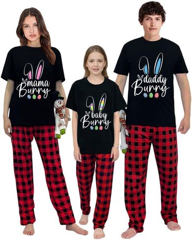 Easter Day Pajamas Set For Men or Women Short Sleeve Tops andPants Loungewear Pajamas Set in Saudi Arabia