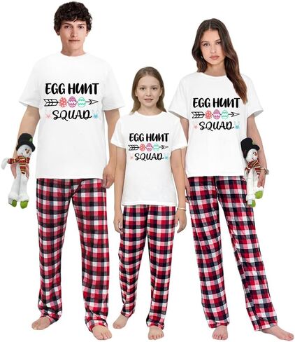 Easter Day Pajamas Set For Men or Women Short Sleeve Tops andPants Loungewear Pajamas Set in Saudi Arabia